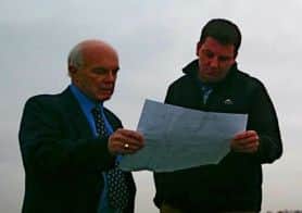 At Keadby riverbank are MP Andrew Percy with Councillor Ron Allcock.
