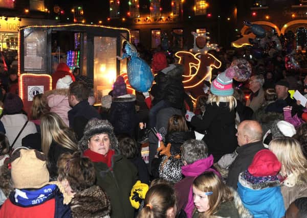 Santa arrives at the Epworth Christmas Lights Switch On. Picture: Andrew Roe