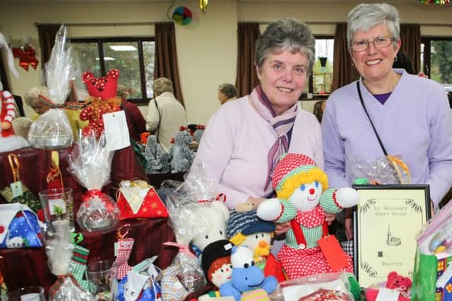 Luddington Christmas Craft Fair L>R Kath Fairweather, Sheila Pulleyn from St Wilfreds Brayton