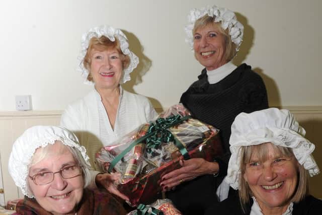 (Top left clockwise) Helen Keal, Anne Broster, Celia Jones and Marian Hughes, of Epworth with the raffle hampers at the Epworth Christmas Lights Switch On. Picture: Andrew Roe