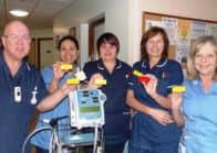Staff on the stroke unit at Scunthorpe with their yellow name badges and the nurse in charge with her red shift leader badge. (Paul Kirton Watson is on the left)