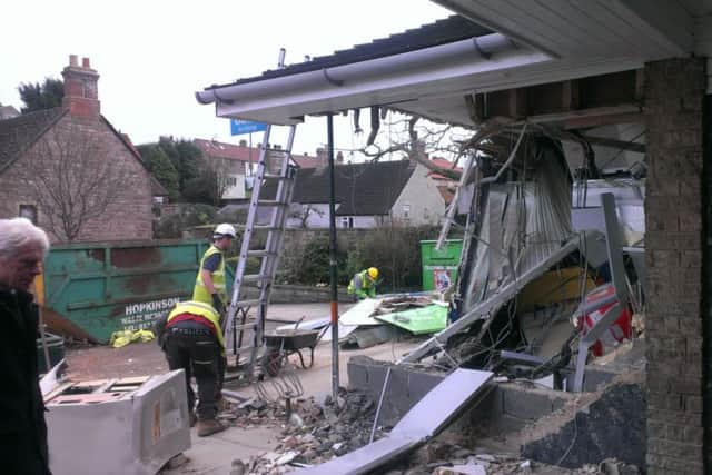 Massive damage was caused to the Co-Op store in Harthill when it was ram-raided with a JCB