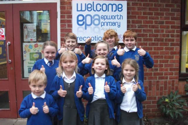 Children of Epworth Primary Academy celebrate Ofsted success.