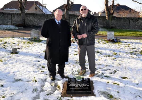 Local historian Pete Brammer has been fundraising to build the burial plot of Ned and Flo, headstone supplied free of charge by Robert Priest. Pete Brammer pictured right with Robert Priest