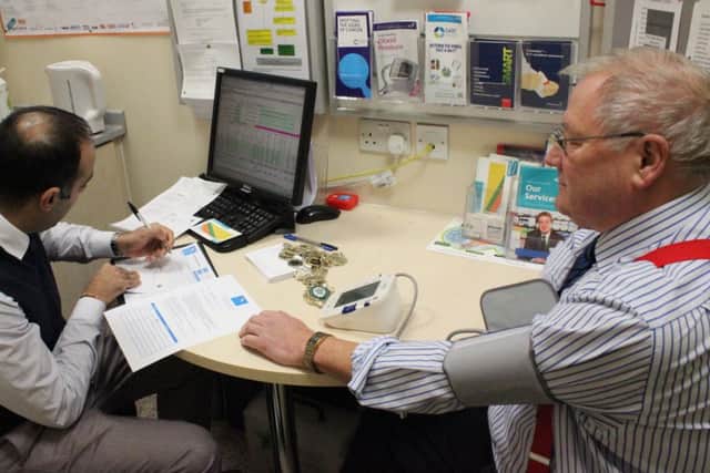 West Lindsey District Councillor and Gainsborough Town Mayor Mick Tinker has his health checked at the Under The Weather event.
