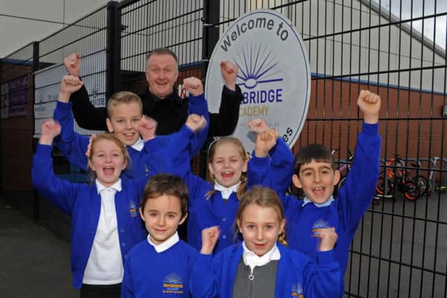 Headteacher George Huthart and pupils from Norbridge Academy. Picture: Andrew Roe
