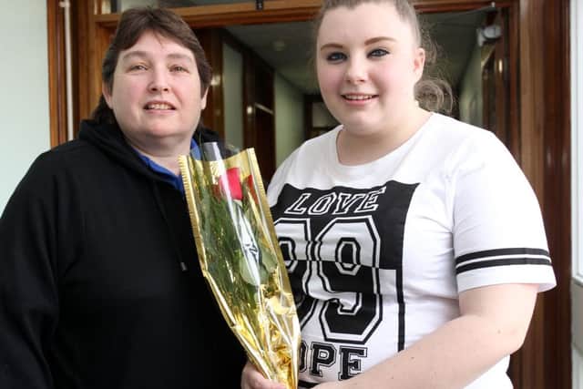 Mandy Cooper presented the Guardian Rose to her daughter Kayleigh who is a student at North Notts College. Kayleigh was nominated for helping her mum through breast cancer which inspired her to go to college and study to become a nurse.