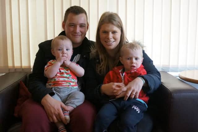 The Hobdens (front from left) Dylan and Joseph, (back) Ben and Alicia.