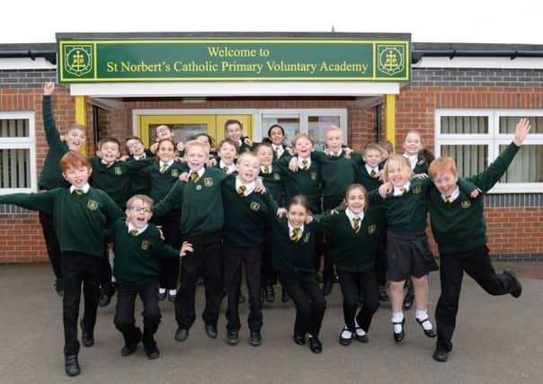 St Norbertâ¬"s Primary School in Crowle celebrate after receiving their Ofsted report