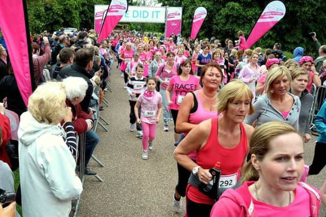 Race For Life at Clumber Park, runners leave the start (w130624-1l)