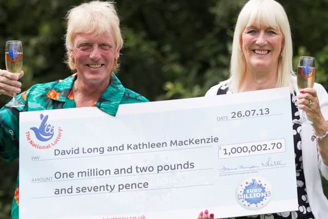 rossparry.co.uk / Tom Maddick
RPYLotto
Pictured David Long and Kathleen Mackenzie won £1,000,002.70 on the Euro Millions on Friday. David had thrown the winning ticket away before taking it from the in to cash in the £2 he believed he had won.