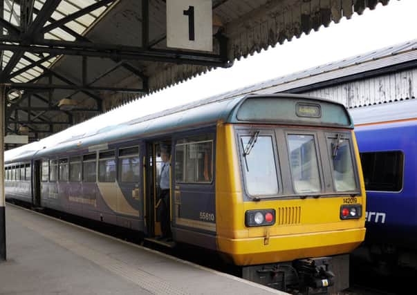 Pusher train pulls into Worksop train station (w110418-1)