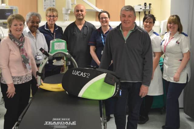 Nick and Lesley Allmond pictured with the Lucas Chest Compression System in the Emergency Department.