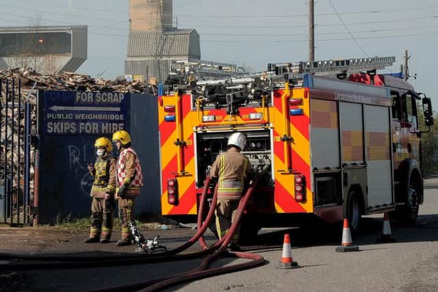 Fire at Thompson Waste Management, Summer Gangs lane, Gainsborough.Fire engine at the scene