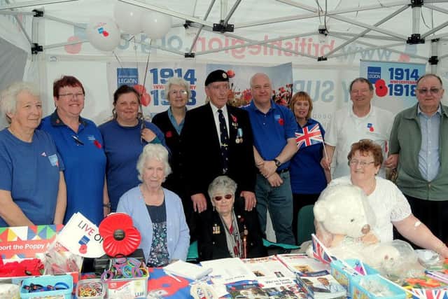 VE Day celebrations held outside Worksop Town Hall, Organised by Worksop Royal British Legion NWGU 8-5-15 VE, All the Helpers on the Royal British Legion stall (6