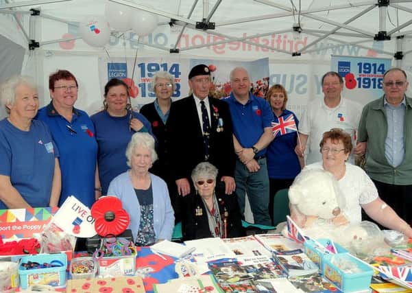VE Day celebrations held outside Worksop Town Hall, Organised by Worksop Royal British Legion NWGU 8-5-15 VE, All the Helpers on the Royal British Legion stall (6