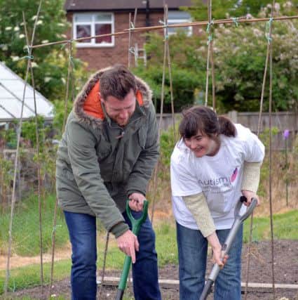 Celebrity chef Mark Lloyd met service users at East Midlands Autism Enterprise Hub, Mark is pictured with service user Rachel