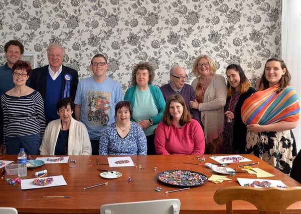 Sir Edward Leigh MP visits Pyrus Studios in Gainsborough to see their community work, pictured with Edward Leigh are members of a local community group and Gillian Bardsley, Lauretta Williams, Ashley Perraton-Williams and Clio Perraton-Williams