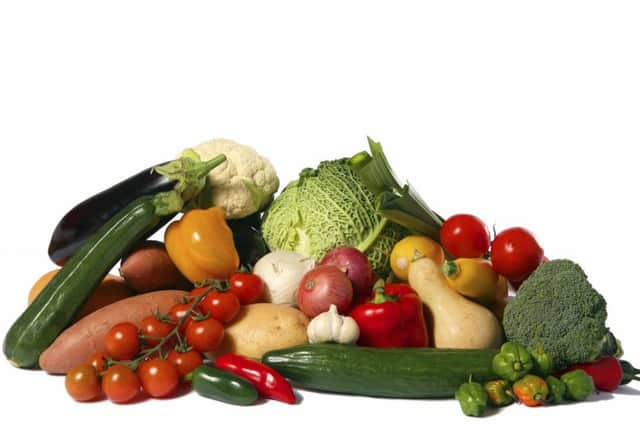 A display of healthy vegetables.