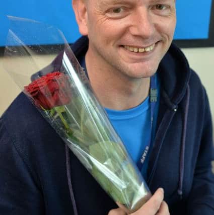 Guardian Rose presentation to teacher Chris Kelly, nominated by Maxine Forshaw on behalf of her daughter Chloe Forshaw, 11