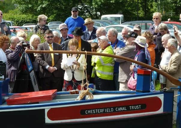 Coun Sybil Fielding at the official naming of the new cuckoo boat