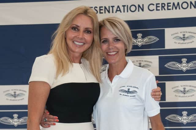 Sherrill meets her sponsor, Carol Vorderman, at the Royal International Air Tattoo.