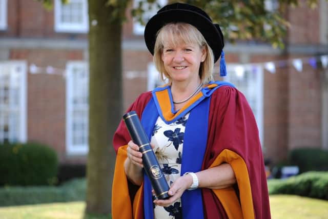 Dr Bryony Simpson MBE receives an honorary doctorate from Leeds Beckett University.