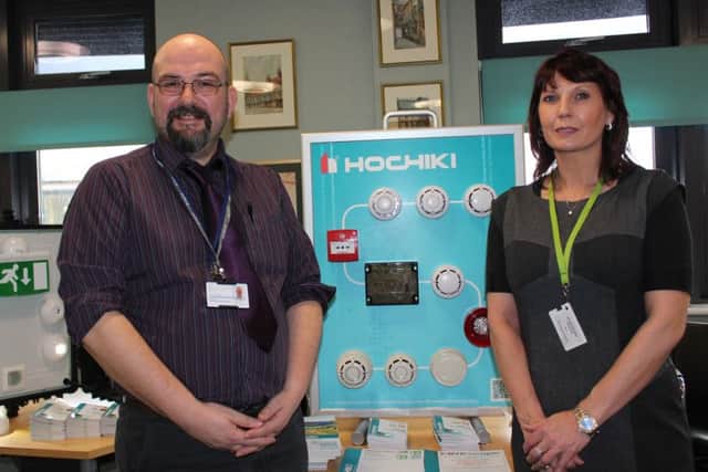 Building Control Officer Phil Westmorland and Jayne Griffiths of Hochiki at the CPD session.