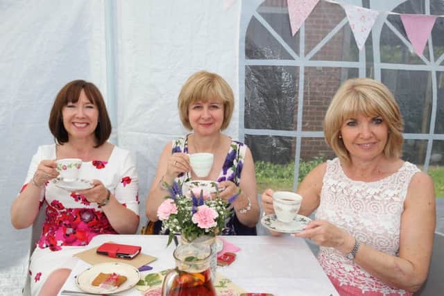 NEPB Strawberry Tea in aid of Verrico L>R Teresa Bateman, Claire Jusler, Julie Biggs