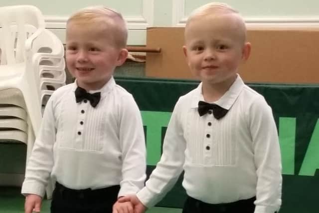 Thomas and Max Wright of Crowle, aged two