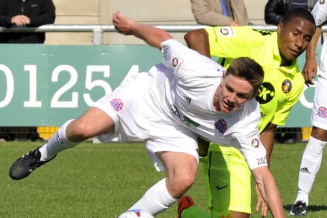 Sam Finley for AFC Fylde in their game against Gainsborough Trinity