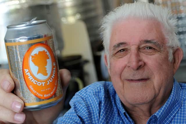Cheers! John Allcroft from the Grafton Brewery in Worksop with a can of Apricot Jungle.