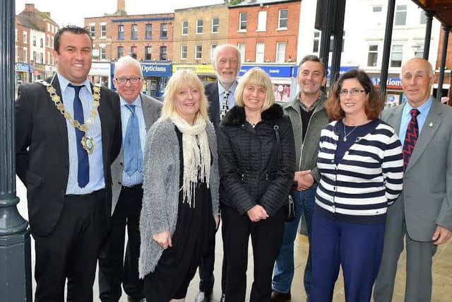 Pictured left to right - Mayor Matthew Boles, John Horsley (Business owner), Dawn Barron (Business owner), Owen Bierley (Chr. of the Prosperous Communities Committee), Diane Leslie (WLCC), Guy Crosskill (Business owner), Diane Metcalfe (Business owner) and Keith Panter (Gainsborough Town Council Community Services Committee). Showing their support for Christmas lights investment