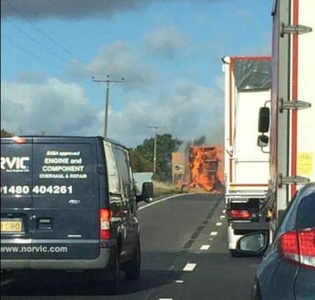 Lorry fire on the A1 near Retford and Worksop