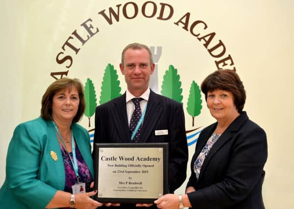 Offical opening of Castle Wood Academy, pictured from left are Executive Principal Sharron Close, Chair of Directors Vaughan-Luke Clarke and Executive councillor for Children's Services Patricia Bradwell