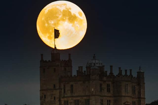 A super blood moon above Bolsover Castle, Derbyshire. Picture by rossparry.co.uk / Tom Maddick
