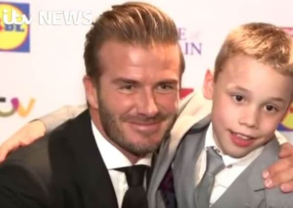 David Beckham and Bailey Matthews at the Pride of Britain awards (Via ITV News)