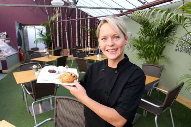 Guardian freebie offer a free scone with jam at Darfoulds Nursery, Worksop. Pictured is Rebecca Doyle.