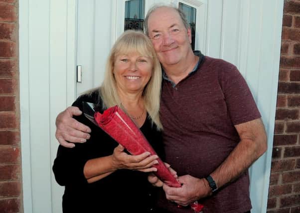Brian Houghton pictured with his wife Elizabeth, who received the Guardian Rose..
Brian nominated his wife for the Rose, to celebrate their 40th Wedding Anniversary.                                                                                               Brian says they are inseperable and very happy together.
Elizabeth told the Guardian "I,m Gobsmacked" after being surprised with the award.