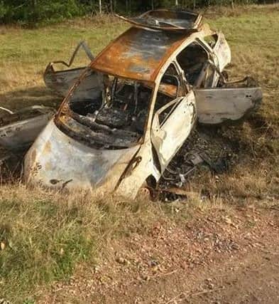Guardian reader's picture of burnt out car in Worksop