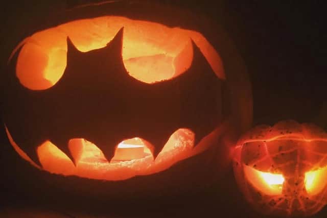 These superhero pumpkins were sent in on Facebook by Jenni Fellows.