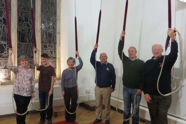 Bellringers Left to right Melanie Williams, Nathan Williams, Pauline Rose. Melvyn Rose, David Cooper and Ted Steele.