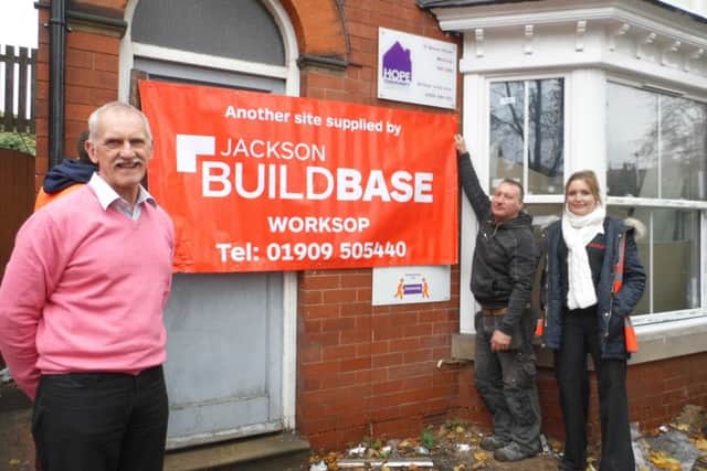 Jackson Buildbase and the charity CRASH have both donated materials to HOPE's new move-on accommodation project in Worksop