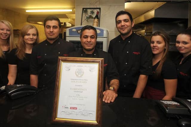 Staff at Florentino's, Market Street, Gainsborough with their award for best independent deilvery store at the Pizza, Pasta & Italian Food Industry Awards. Picture: Andrew Roe