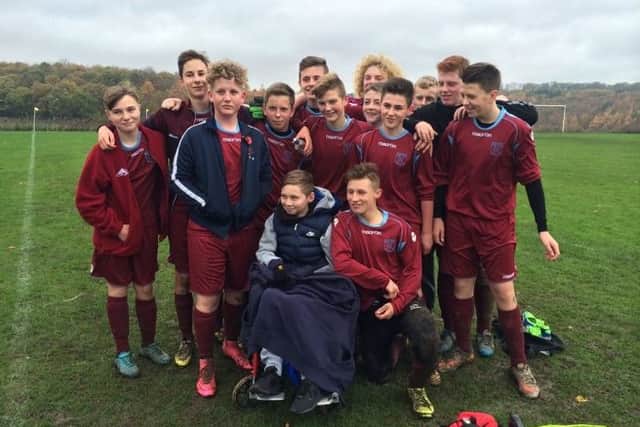 Maltby Juniors Under-15s with their team-mate Kyle Williamson