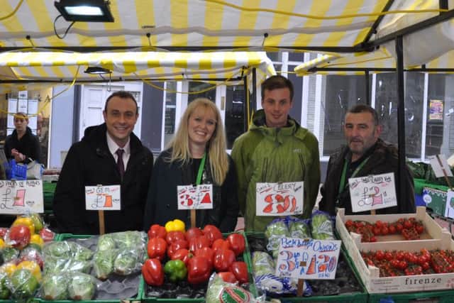 Richard Blagg , Town Centre Manager, Coun Jo White, Cabinet Member for Regeneration, James Taylor, Worksop Market Trader and John Simmonds, Market Assistant