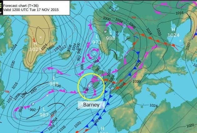 Storm Barney is set to sweep across the UK on Tuesday