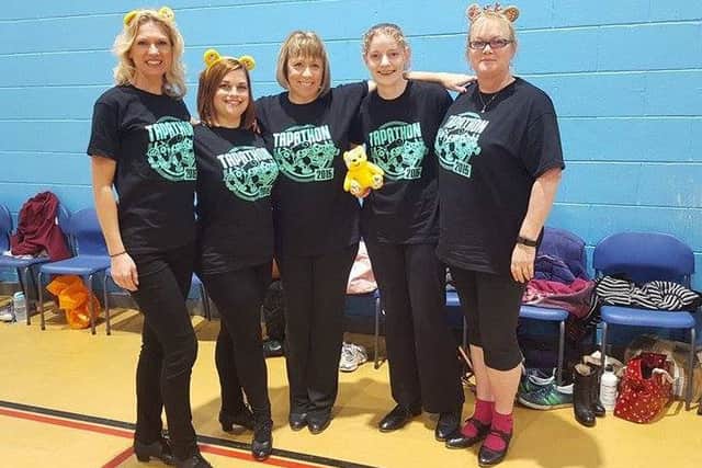 Tapathon participants (from left) Joanne Daniels, Becci Jones, Mary Wilson, Louise Bloomfield and Hilary Nithsdale.