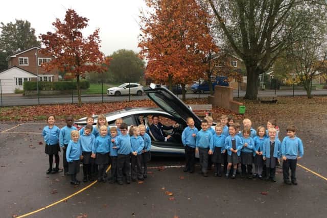 Pupils from St Anne's School in Worksop were visited by Danny Knowles from Soper BMW in Lincoln who brought with him a new BMW i8 concept car
