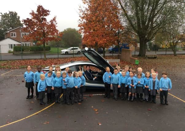 Pupils from St Anne's School in Worksop were visited by Danny Knowles from Soper BMW in Lincoln who brought with him a new BMW i8 concept car